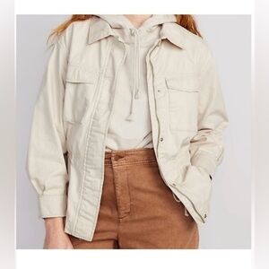 NWT Old Navy Utility Jacket Cream Beige Cinched Waist Plus Size 4X